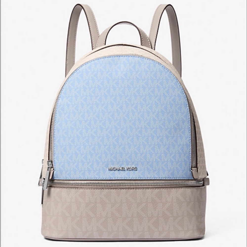 MICHAEL KORS Rhea Medium Color-Block Signature Logo Backpack - Picture 3 of 16